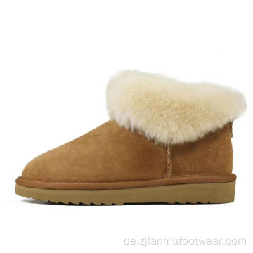 Klassische oberste Flat Plüsch Real Wollstiefel